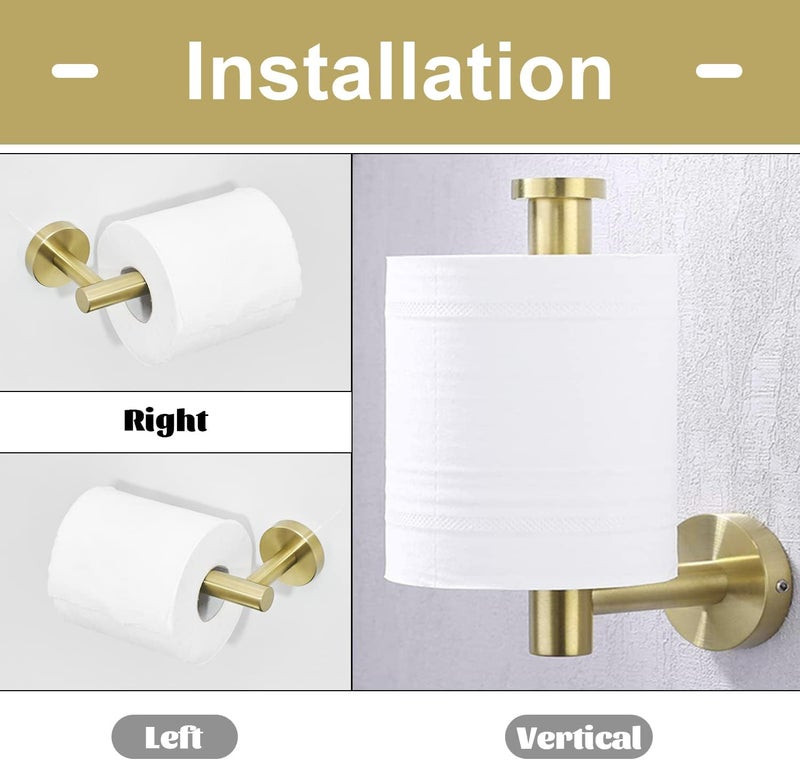 TURS Brushed Gold Bathroom Hardware Set 5 Piece, SUS304 Stainless Steel Bath Towel Bar Set, 24 Inch Bathroom Accessories Kit Wall Mounted - Image 3